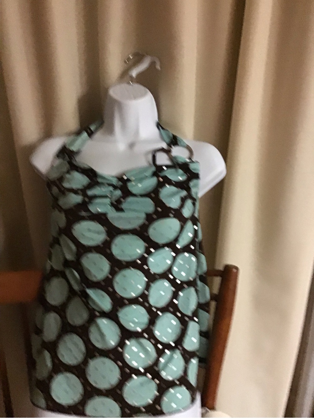 Rue21 Brown Halter Tank with Mint Green Polka Dots